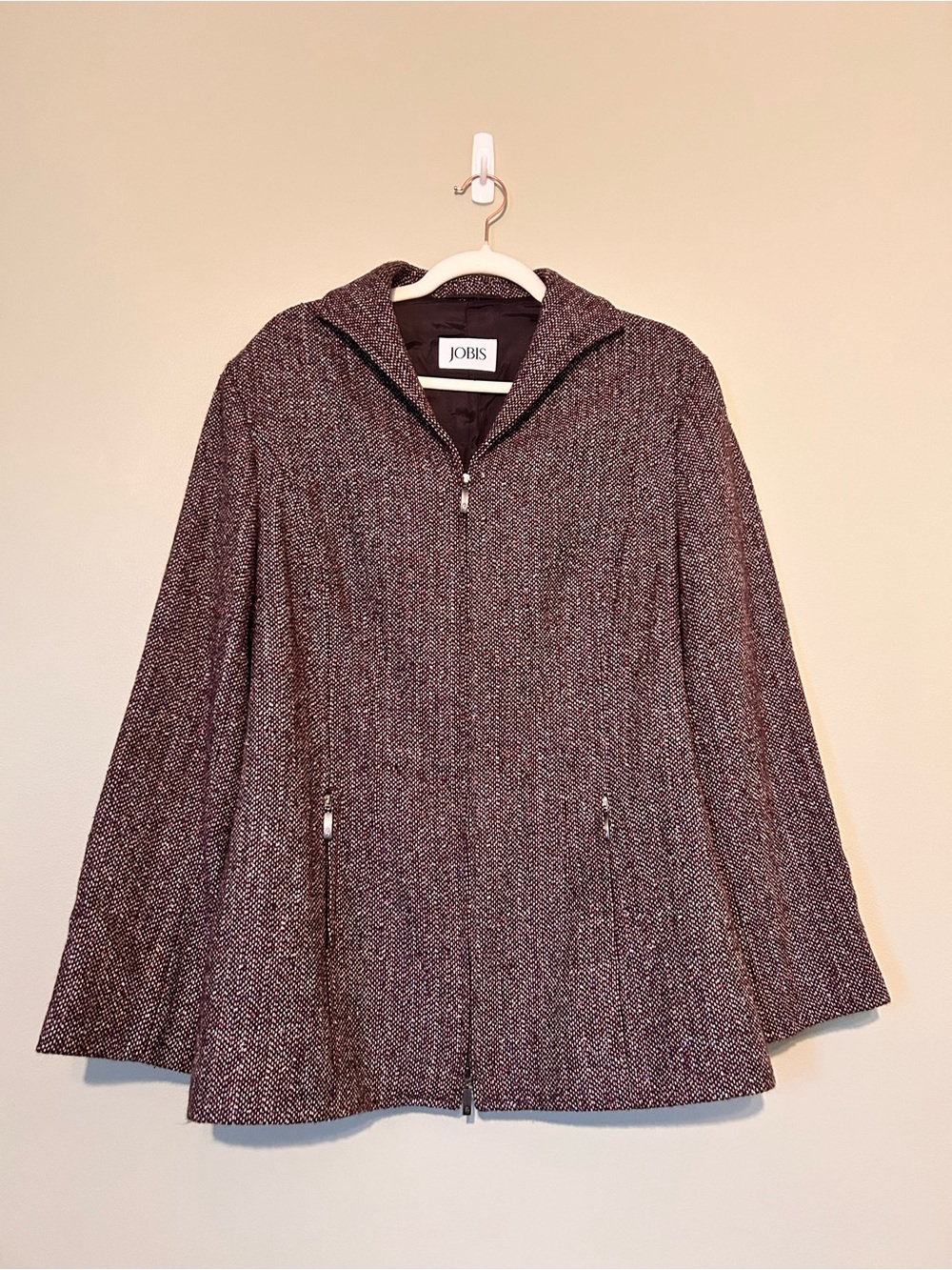 Vintage wool and silk zip up jacket in size 46/XL- Jobis